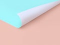 Cream background abstract paper curve green-blue 3d render