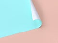 Cream background abstract paper curve green-blue 3d render