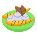 Cream banana split icon isometric vector. Cherry sundae