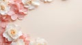 Cream Begonia Border On Minimalist Beige Background Royalty Free Stock Photo