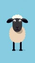 a fluffy sheep with no expression on a pale blue background