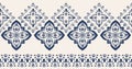 Cream blue geometric seamless pattern in African style with square,tribal shape