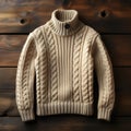 Cream cable knit mock neck sweater