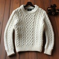 Cream cable knit mock neck sweater