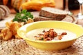 Cream of chanterelle mushroom soup Royalty Free Stock Photo