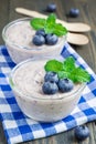 Cream cheese and blueberry mousse, vertical Royalty Free Stock Photo