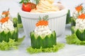 Cream cheese with caviar on cucumber Royalty Free Stock Photo