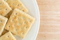 Cream cheese and chives crackers on a white plate Royalty Free Stock Photo