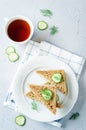 Cream cheese dill cucumber english tea sandwiches Royalty Free Stock Photo