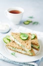 Cream cheese dill cucumber english tea sandwiches Royalty Free Stock Photo