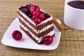 Cream Cherry Cake and Coffee Cup Royalty Free Stock Photo