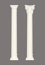 Cream classic columns set isolated, architectural elements set