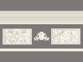 Cream classic relief and cornice set isolated, architectural elements set
