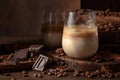 Cream and coffee cocktail in glasses with ice Royalty Free Stock Photo