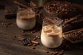 Cream and coffee cocktail in glasses with ice Royalty Free Stock Photo