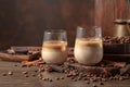 Cream and coffee cocktail in glasses with ice Royalty Free Stock Photo