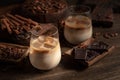 Cream and coffee cocktail in glasses with ice Royalty Free Stock Photo