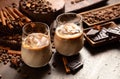 Cream and coffee cocktail in glasses with ice Royalty Free Stock Photo