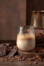 Cream and coffee cocktail in glasses with ice Royalty Free Stock Photo