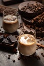 Cream and coffee cocktail in glasses with ice Royalty Free Stock Photo