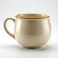 Cream Colored Ceramic Mug With Brown Rim Isolated On White Background Studio Shot Royalty Free Stock Photo