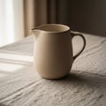 Cream-colored ceramic pitcher on a textured Royalty Free Stock Photo