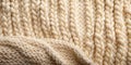 Cream-colored chunky knit textile with a textured cable knit pattern and a soft, plush appearance. Generative AI Royalty Free Stock Photo