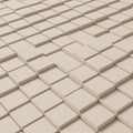 Cream-colored 3D abstract background featuring a grid of square blocks. Each block Royalty Free Stock Photo
