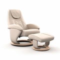 Cream Colored Recliner Chair With Ottoman - Realistic 3d Render