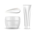 Cream, cosmetic in a white container, isolated vector. Jar mockup Royalty Free Stock Photo