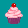 Cream cupcake with cherry on top Royalty Free Stock Photo