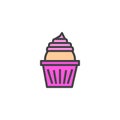 Cream cupcake filled outline icon