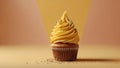 Cream Cupcakes on a Yellow Background