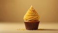Cream Cupcakes on a Yellow Background