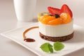 Cream dessert with fruit Royalty Free Stock Photo