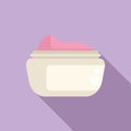 Cream face jar icon flat vector. Morning treatments