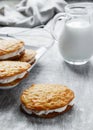 Cream filled carrot cake cookies sandwich Royalty Free Stock Photo