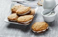 Cream filled carrot cake cookies sandwich Royalty Free Stock Photo