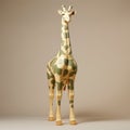 Cream Giraffe In Earthy Palette: 3d Model Inspired By Nature And Tomer Hanuka