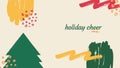 Cream Green and Red Folksy Christmas Doodle Desktop Wallpaper