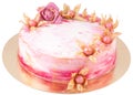 Cream handmade cake with flower and physalis