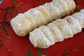 Cream Horn pastries with powdered sugar Royalty Free Stock Photo