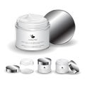 Cream jar package. Cosmetic transparent bottle.