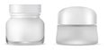 Cream jar. White glass cosmetic container pack Royalty Free Stock Photo