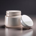 cream jar. White glass cosmetic package,Face creme pack, container template. Skin blush care gel jar, round design. Medical Royalty Free Stock Photo