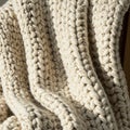 Cream Knitted Blanket Texture Closeup Royalty Free Stock Photo