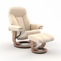 Cream Leather Recliner Chair And Ottoman: Realistic 3d Render