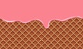Cream Melted on Chocolate Wafer Background. Flat color style