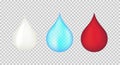 Cream or milk, water, blood drops. 3D vector illustration Royalty Free Stock Photo