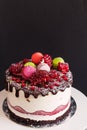 Cream mousse cake with pomegranate